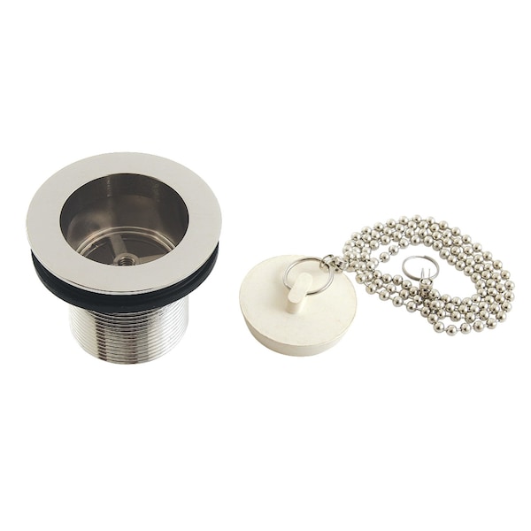 112 Chain and Stopper Tub Drain with 134 Body Thread, Polished Nickel